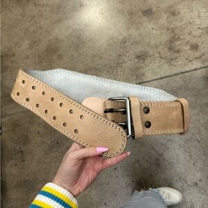 Tan Leather Weightlifting Belt